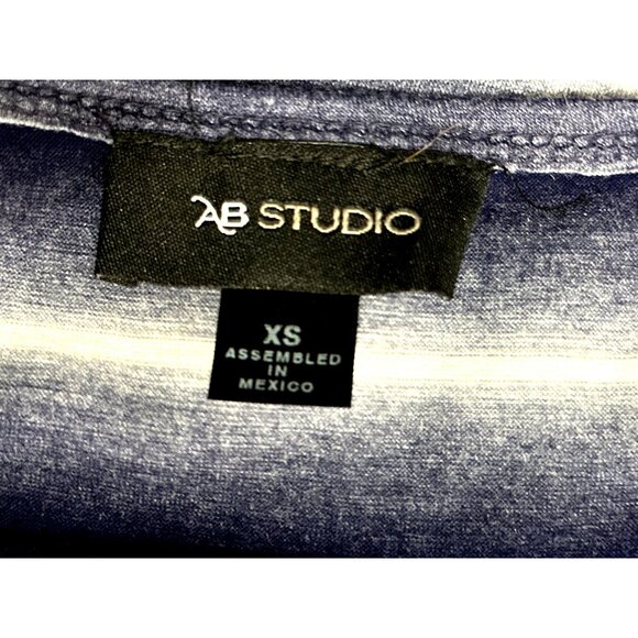 AB Studio XS Navy Striped Sleeveless Cowl Neck Dress Nautical Resortcore Style - Picture 8 of 11